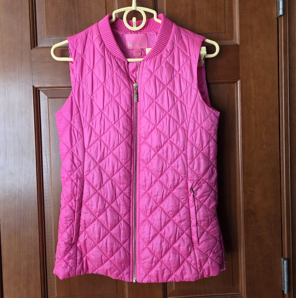Lilly Pulitzer Puffer Vest Payson Hot Pink Size S Raz Berry